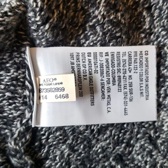 American Eagle Women's Sweater Size S Black Gray Cotton Wool Blend Zip Up Back - Picture 10 of 10